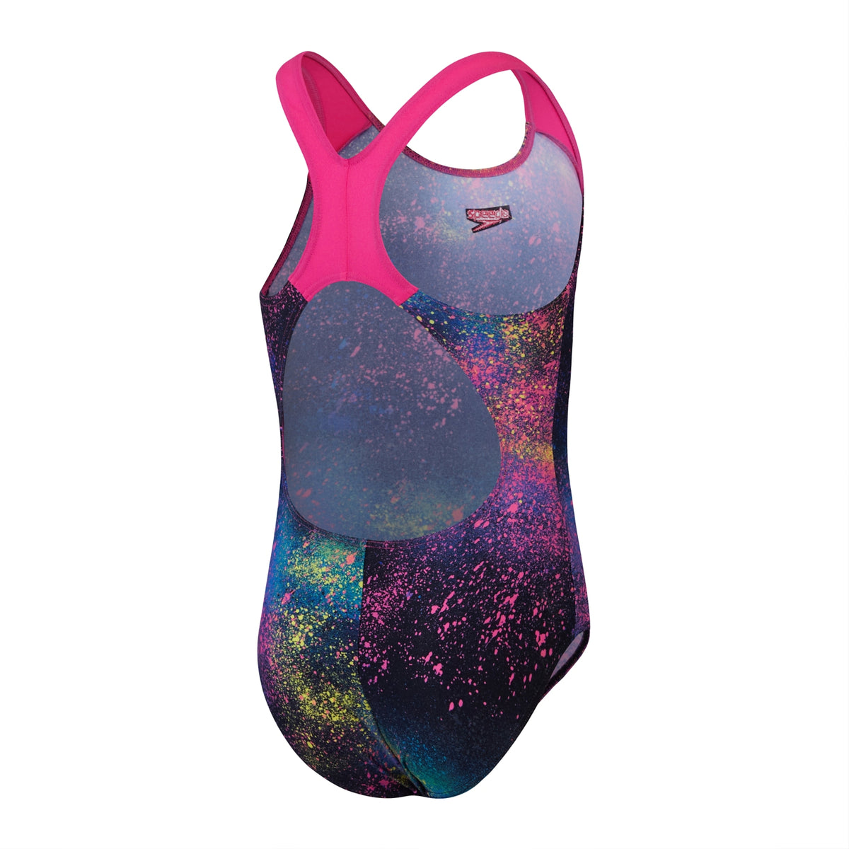 Speedo Girls Digital Allover Splashback Swimsuit Black/Pink