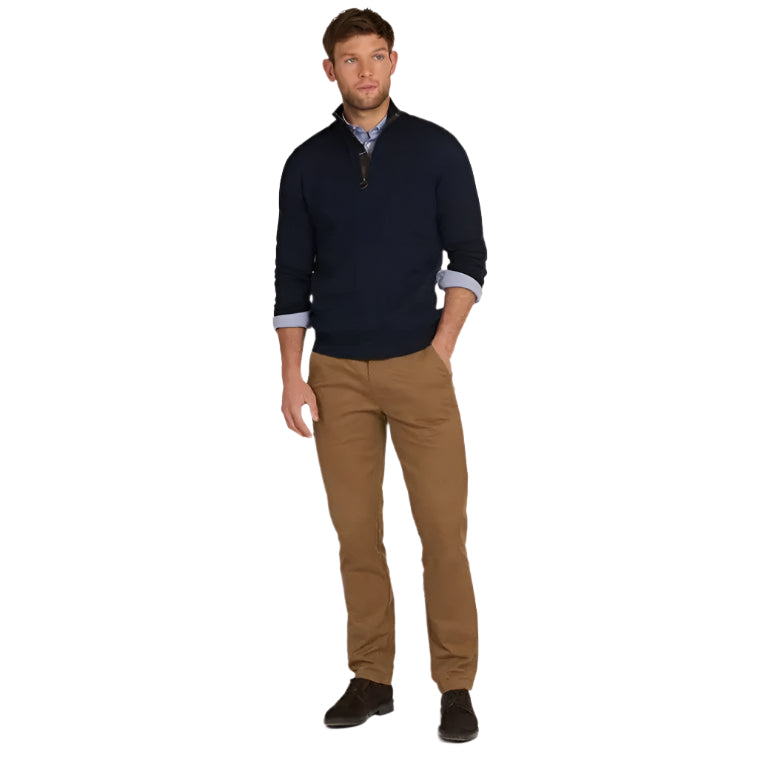 Barbour Mens Sweater Cotton Half Zip Navy
