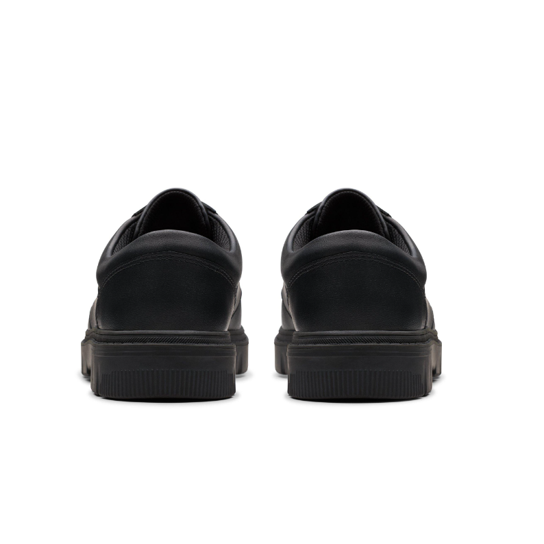 Clarks Boys School Shoe Lorcam Edge Y Black Leather