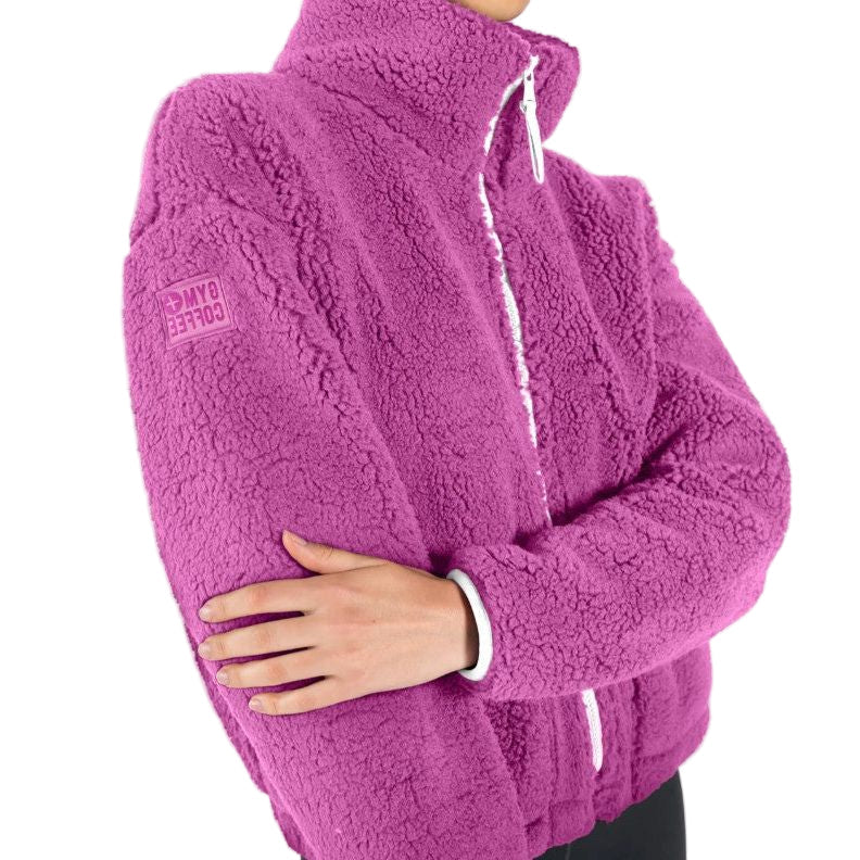 Gym+Coffee Womens Industry Fleece High Collar Jacket Crisp Pink