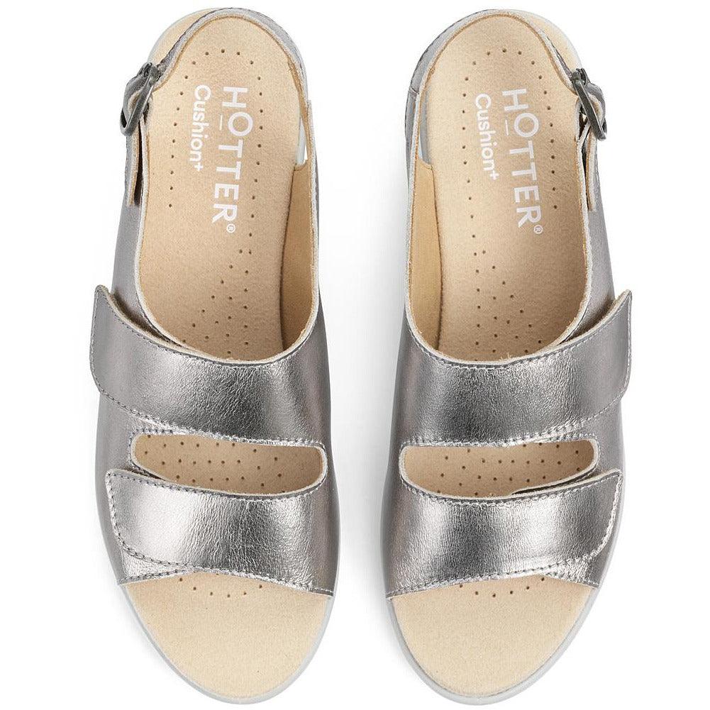Hotter Womens Sandal Easy Wide Fit Pewter Metallic - Donaghys