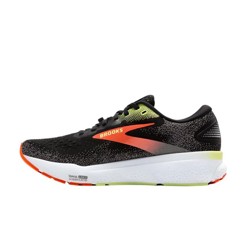Brooks Mens Trainer Ghost 16 GTX Black/Mandarin Red/Green