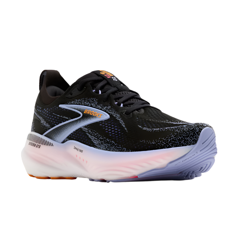 Brooks Womens Trainer Glycerin GTS 22 Black/Blue Heron/Orange