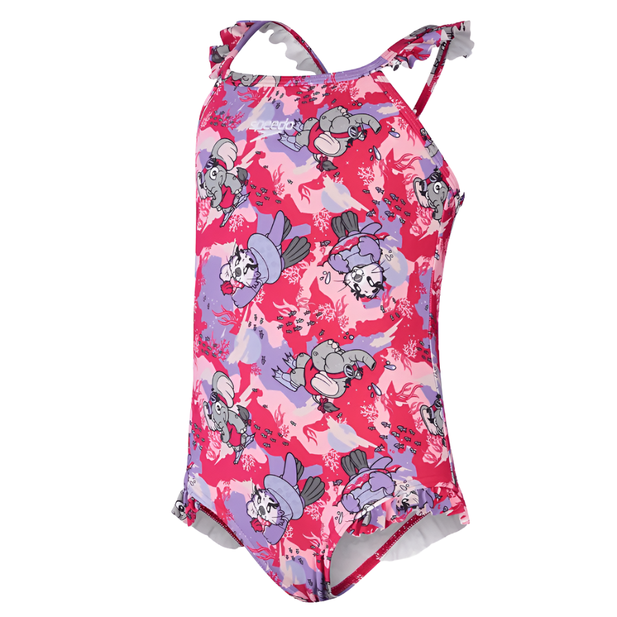 Speedo Girls Infant Learn to Swim Frill Thinstrap Swimsuit Pink - Donaghys