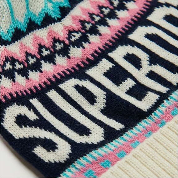 Superdry Womens Fairisle Beanie Hat Ecru