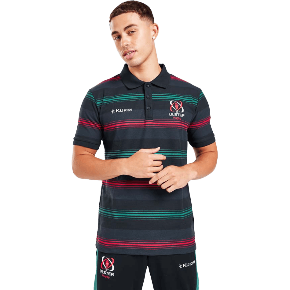 Ulster Rugby Mens Yarn Dye Polo Navy/Teal/Red