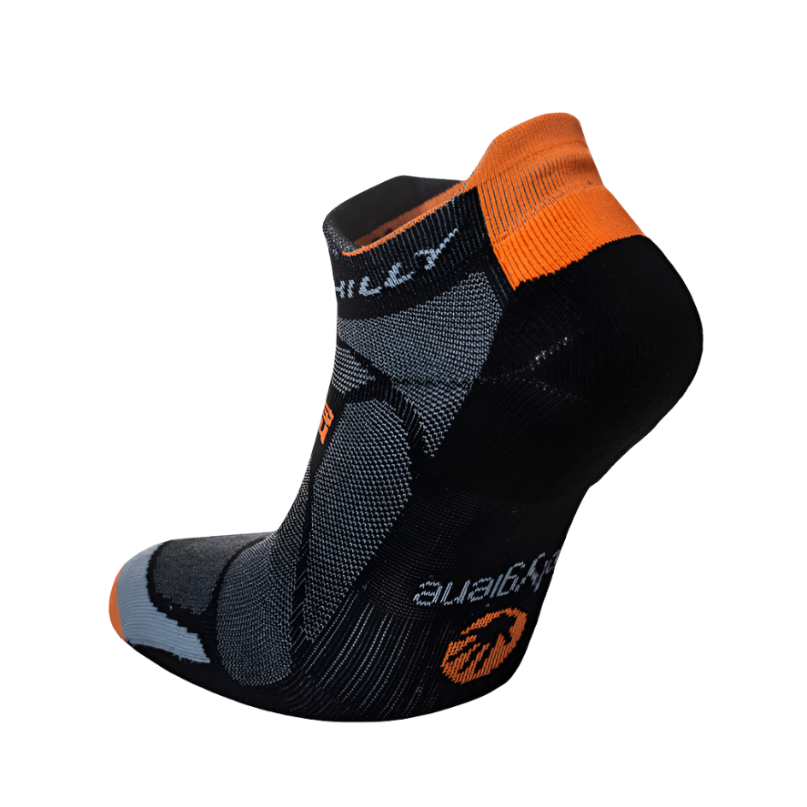 Hilly Mens Socks Marathon Fresh Anklet Black/Orange Marl - Donaghys