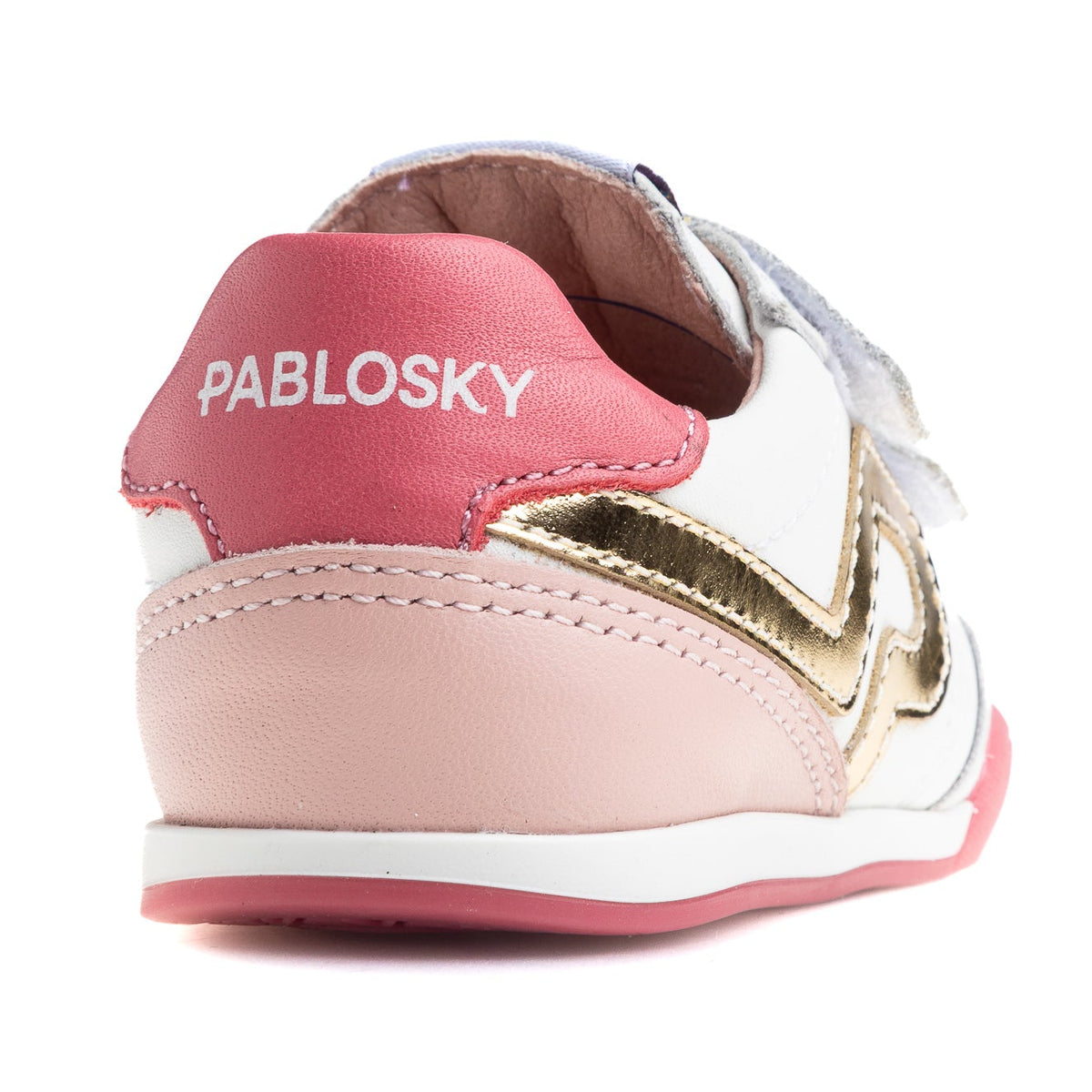 Pablosky girls' white and pink trainer