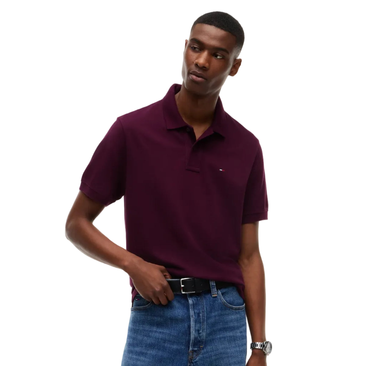 Tommy Jeans men's calypso berry regular essential polo shirt