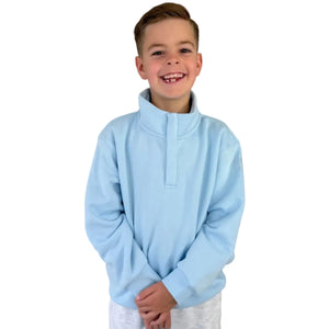 Gym+Coffee Kids Kids Snap Collar Sierra Sweatshirt Glacial Blue