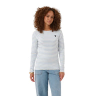 Kaffe Womens Liddy T-shirt Chalk/Blue Fog-Brown Heart