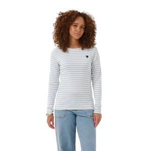 Kaffe Womens Liddy T-shirt Chalk/Blue Fog-Brown Heart