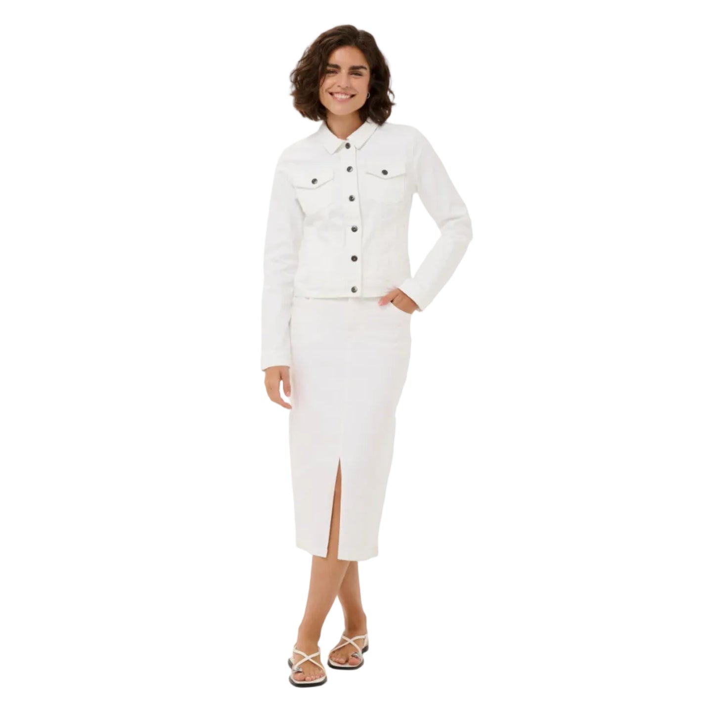 Kaffe Womens KAzelina Denim Jacket Chalk
