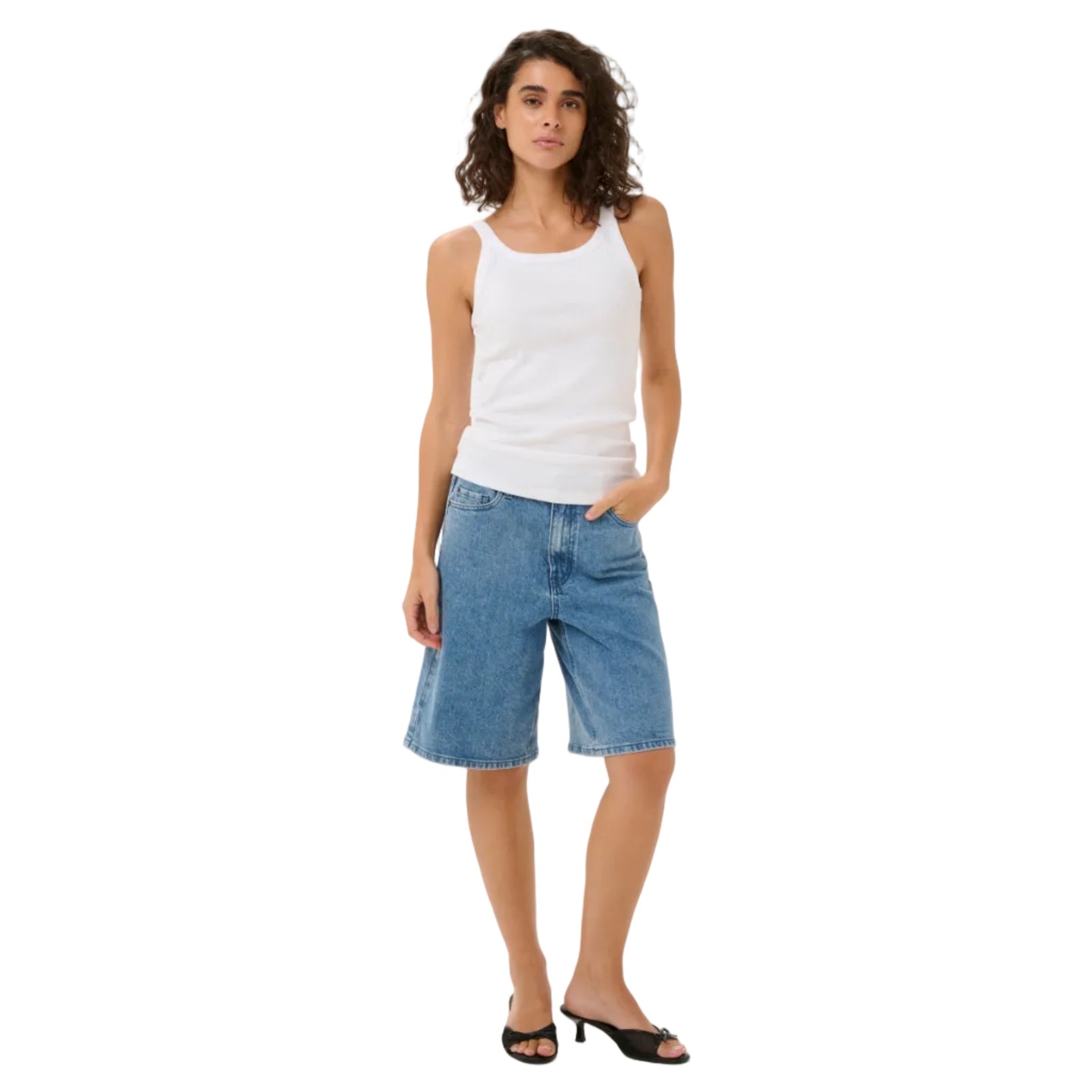 Kaffe women's white cotton tank top