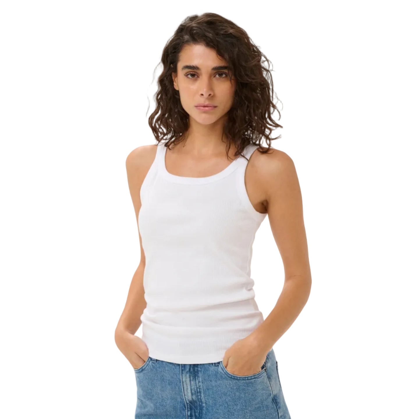 Kaffe women's white cotton tank top