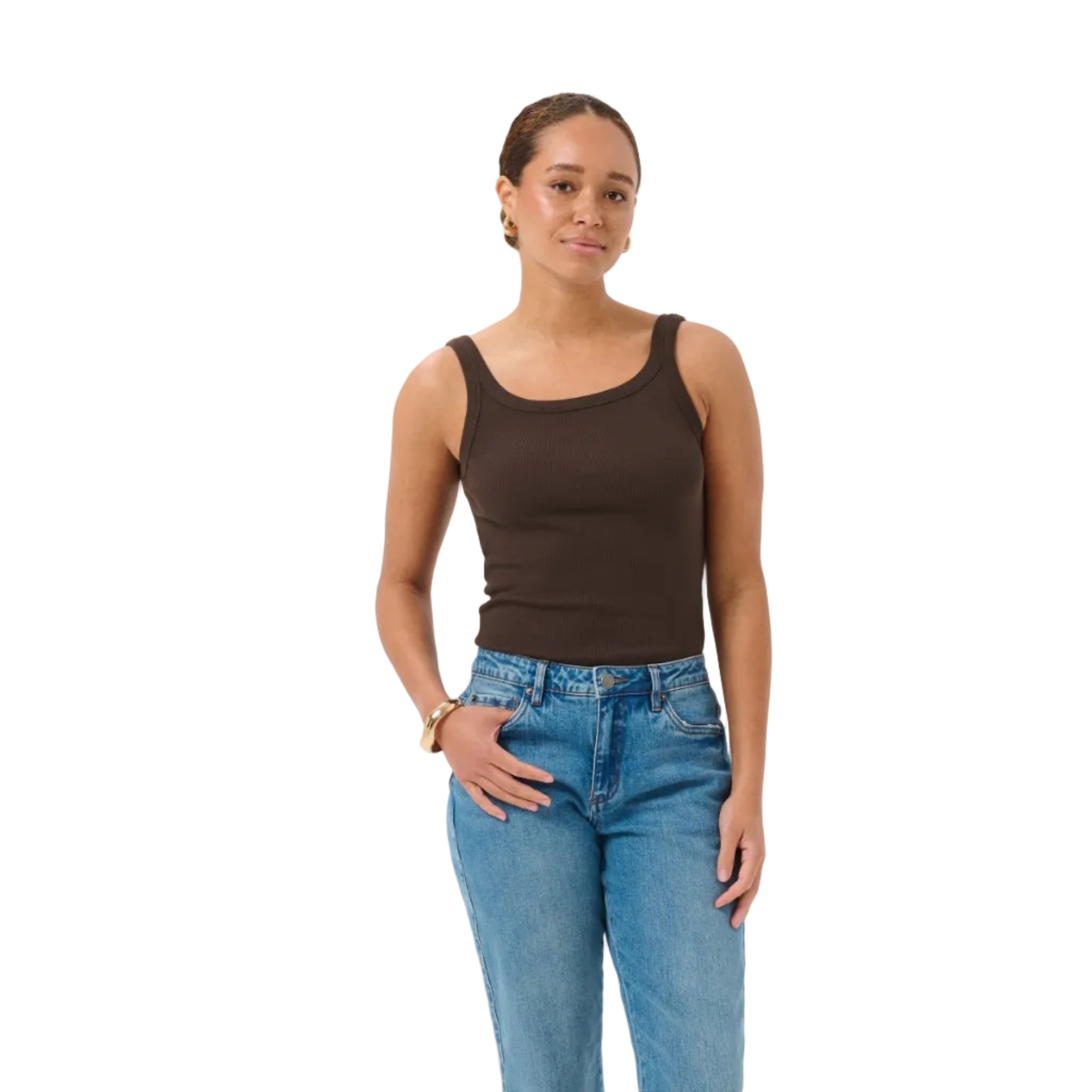Kaffe Womens KAcarna Tank Top Coffee Bean