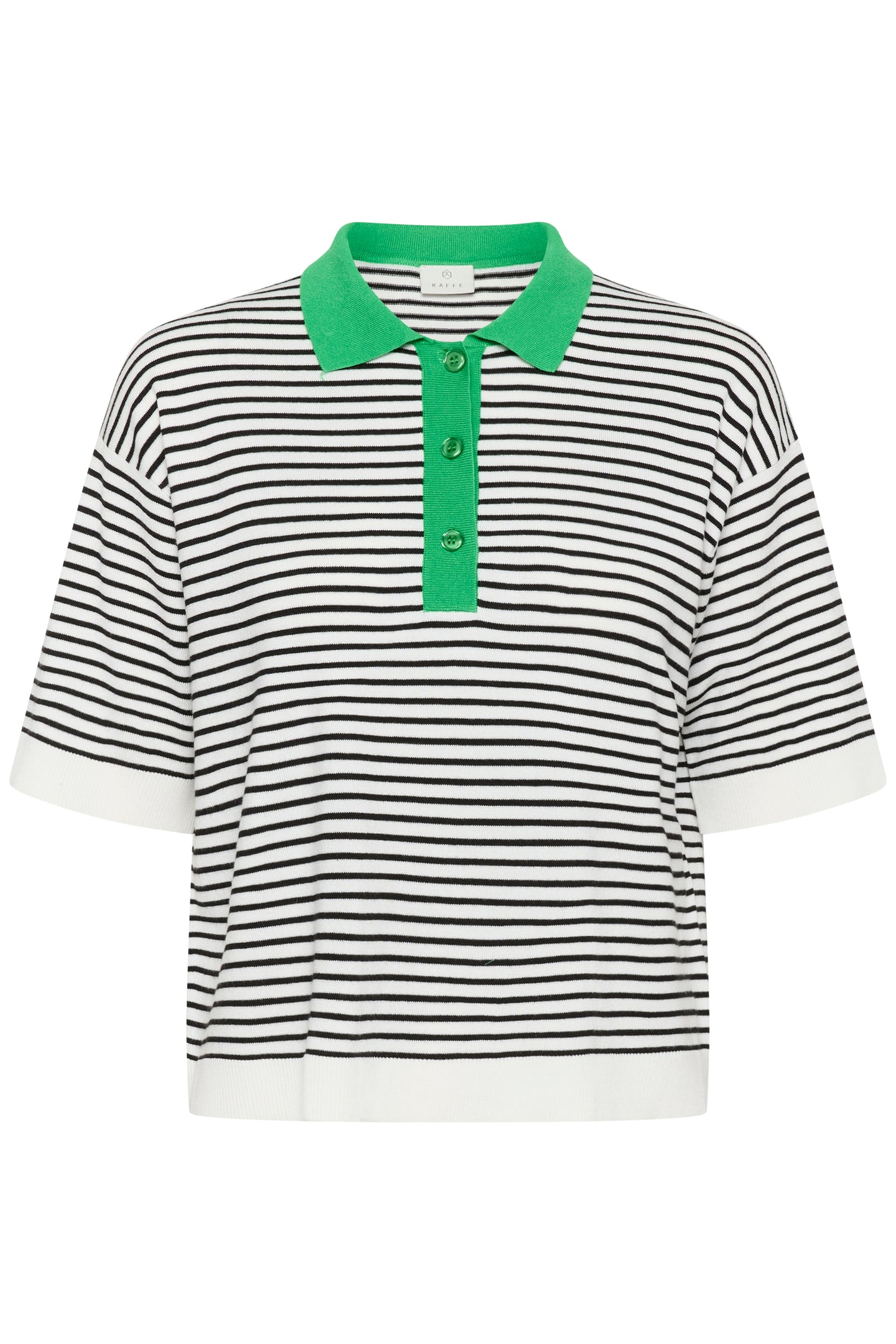 Kaffe Womens KAlizza Polo Shirt Chalk/Black Fine Stripe