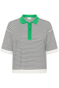 Kaffe Womens KAlizza Polo Shirt Chalk/Black Fine Stripe