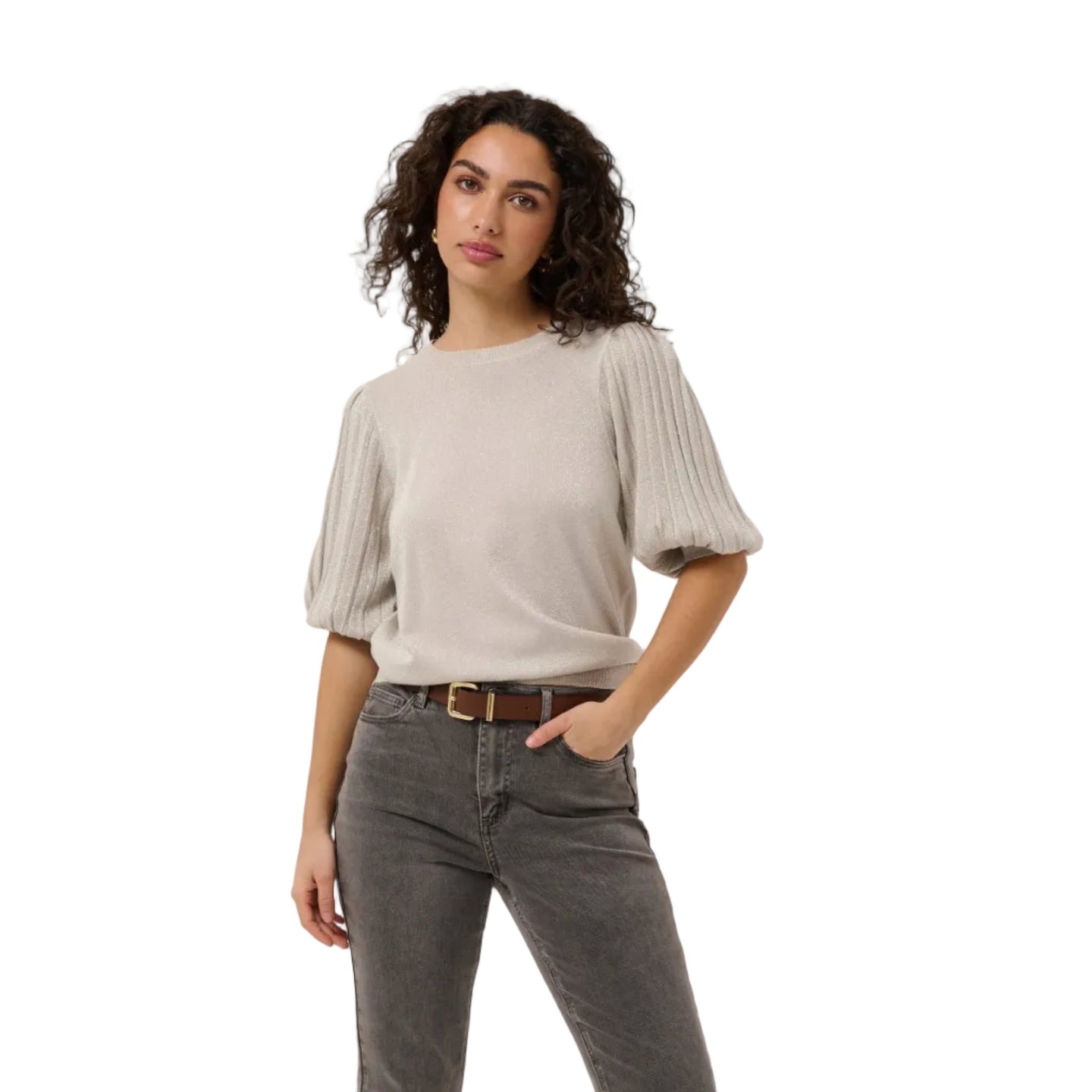 Kaffe Womens KAregina Pleat Pullover Feather Grey