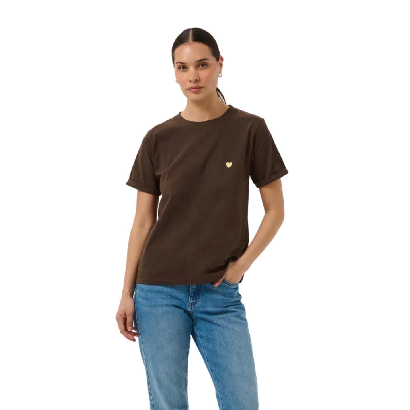 Kaffe Womens KAheart T-shirt Coffee Bean/Sunlight Heart