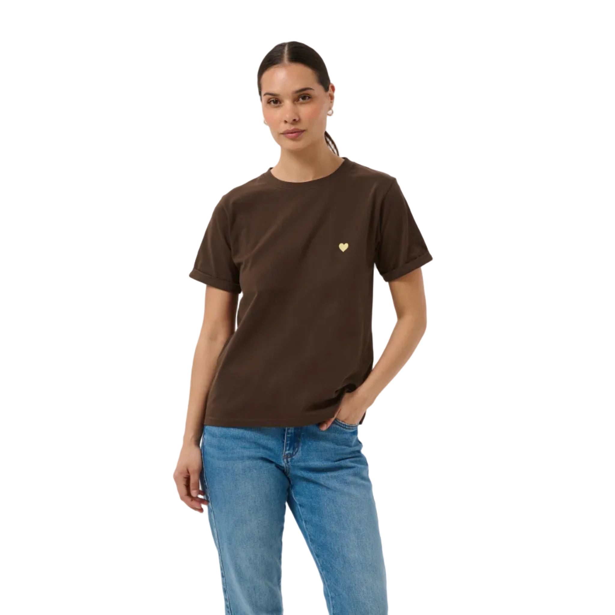 Kaffe Womens KAheart T-shirt Coffee Bean/Sunlight Heart