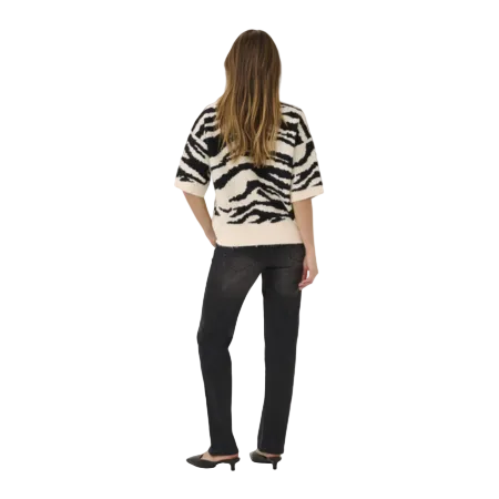 Kaffe Womens Jumper Sandra Turtledove/Black Animal