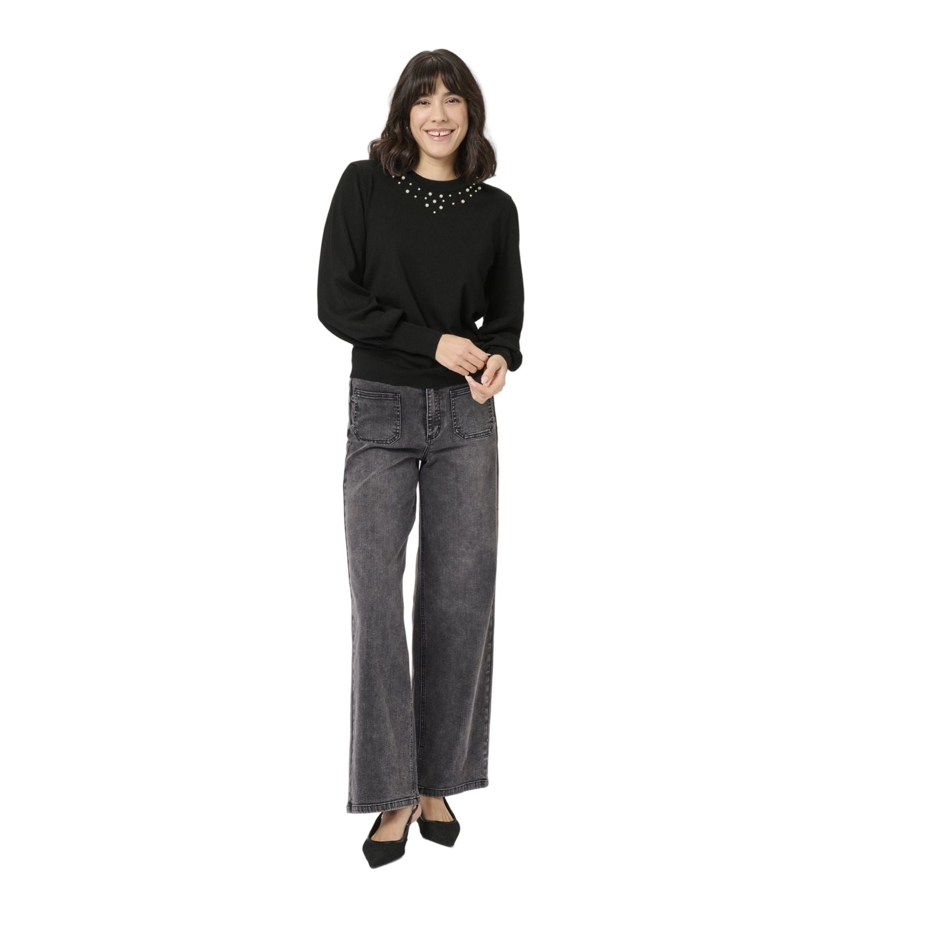 Kaffe Womens Pullover Lizza Bead Black Deep