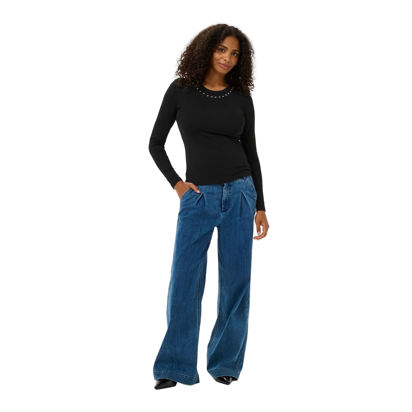 Kaffe Womens KAmarty T-Shirt Black Deep