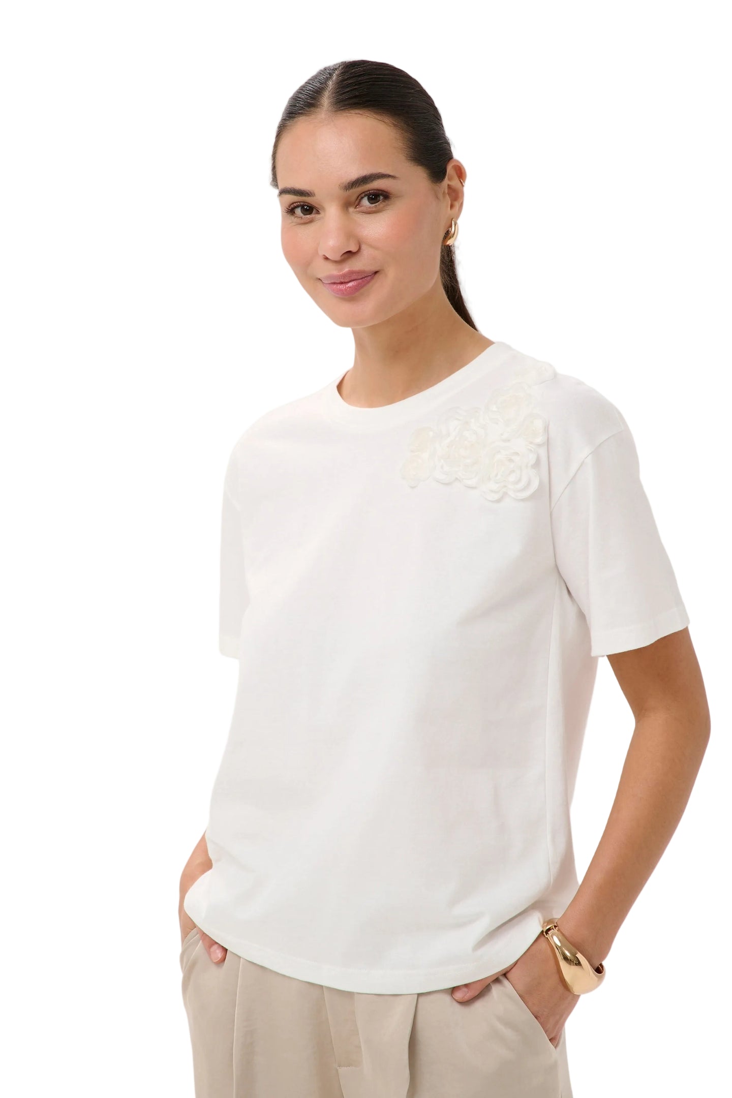 Kaffe Womens KArosie Tee Chalk