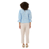 Kaffe Womens KAmarlee Blouse White Blue Embroider