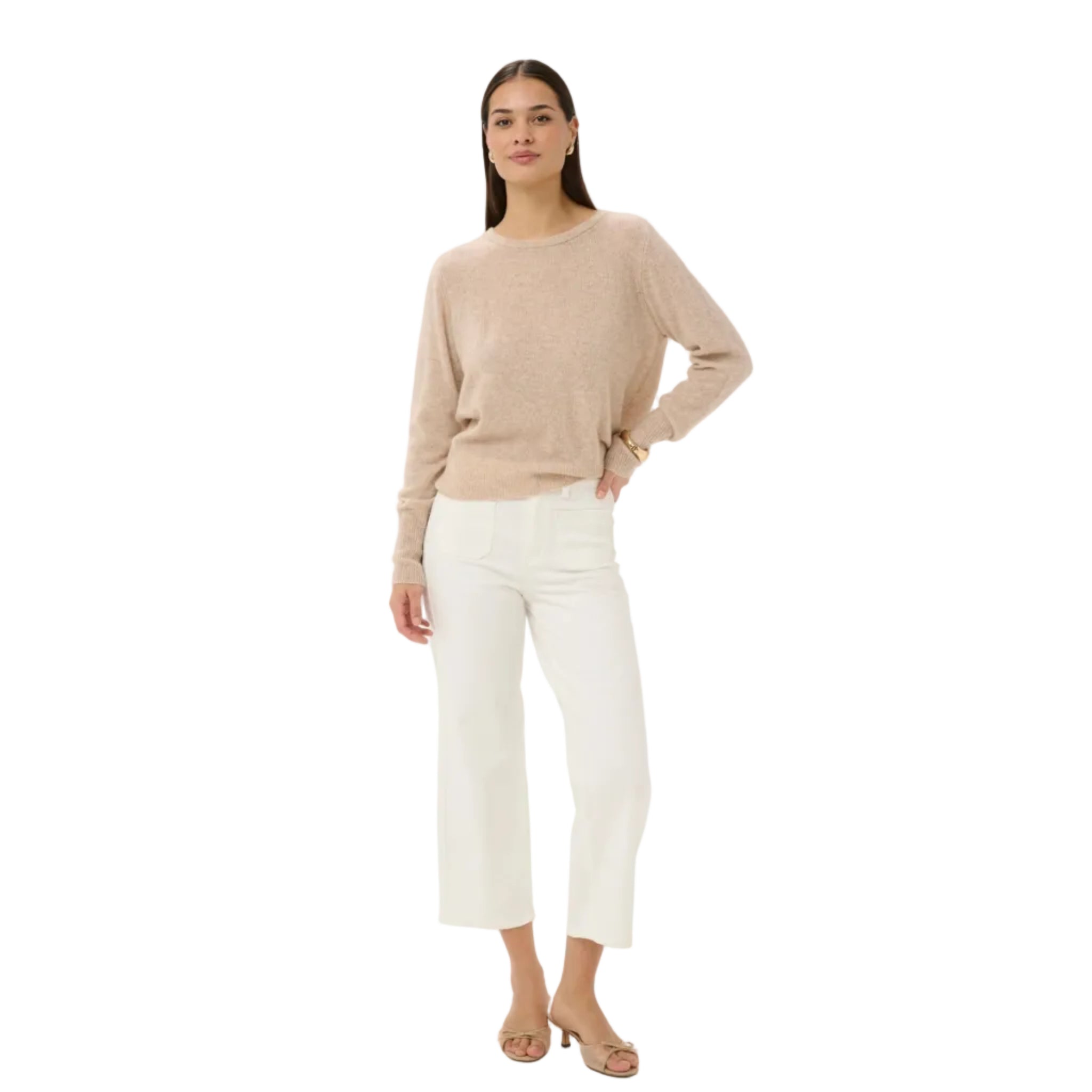 Kaffe Womens Jeans Brook Cropped HW Chalk