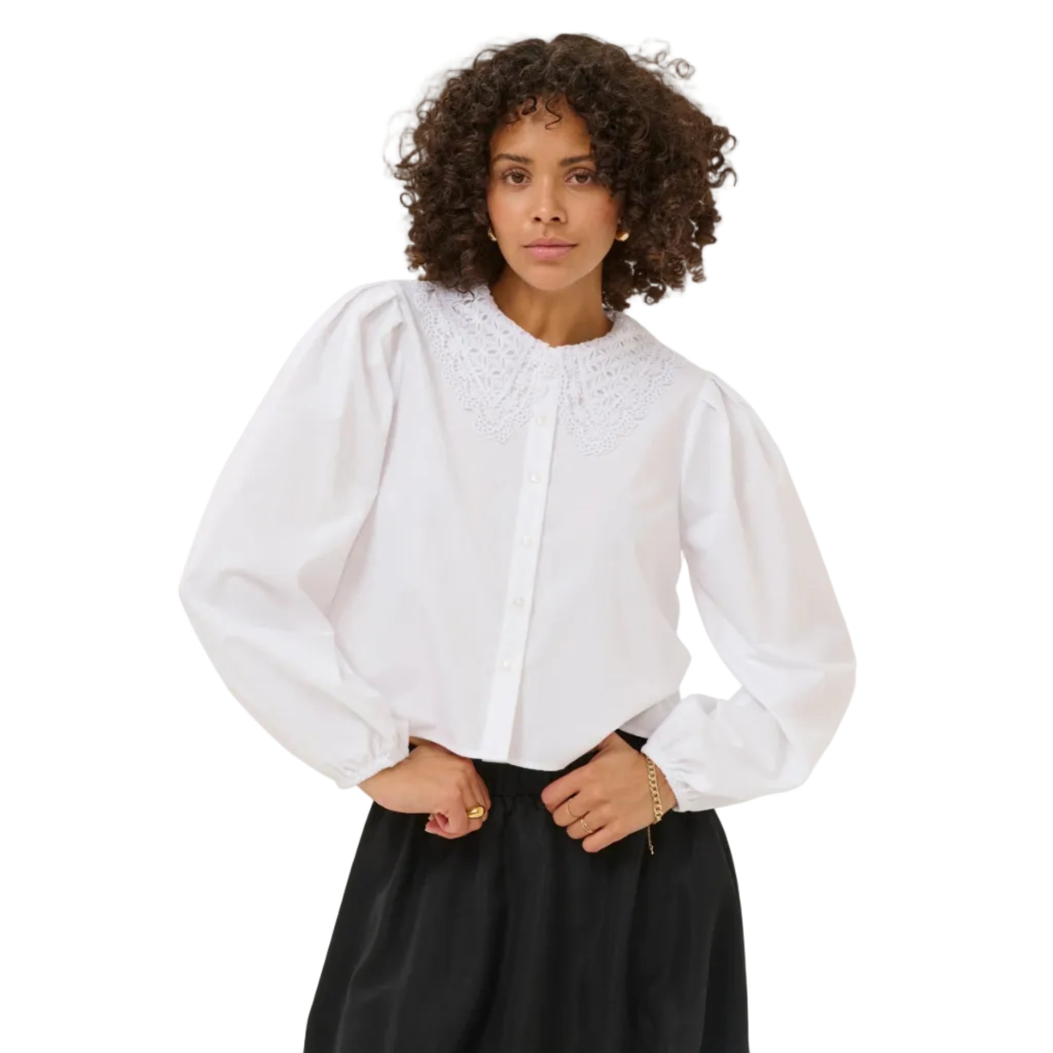 Kaffe women's white shirt with elasticated