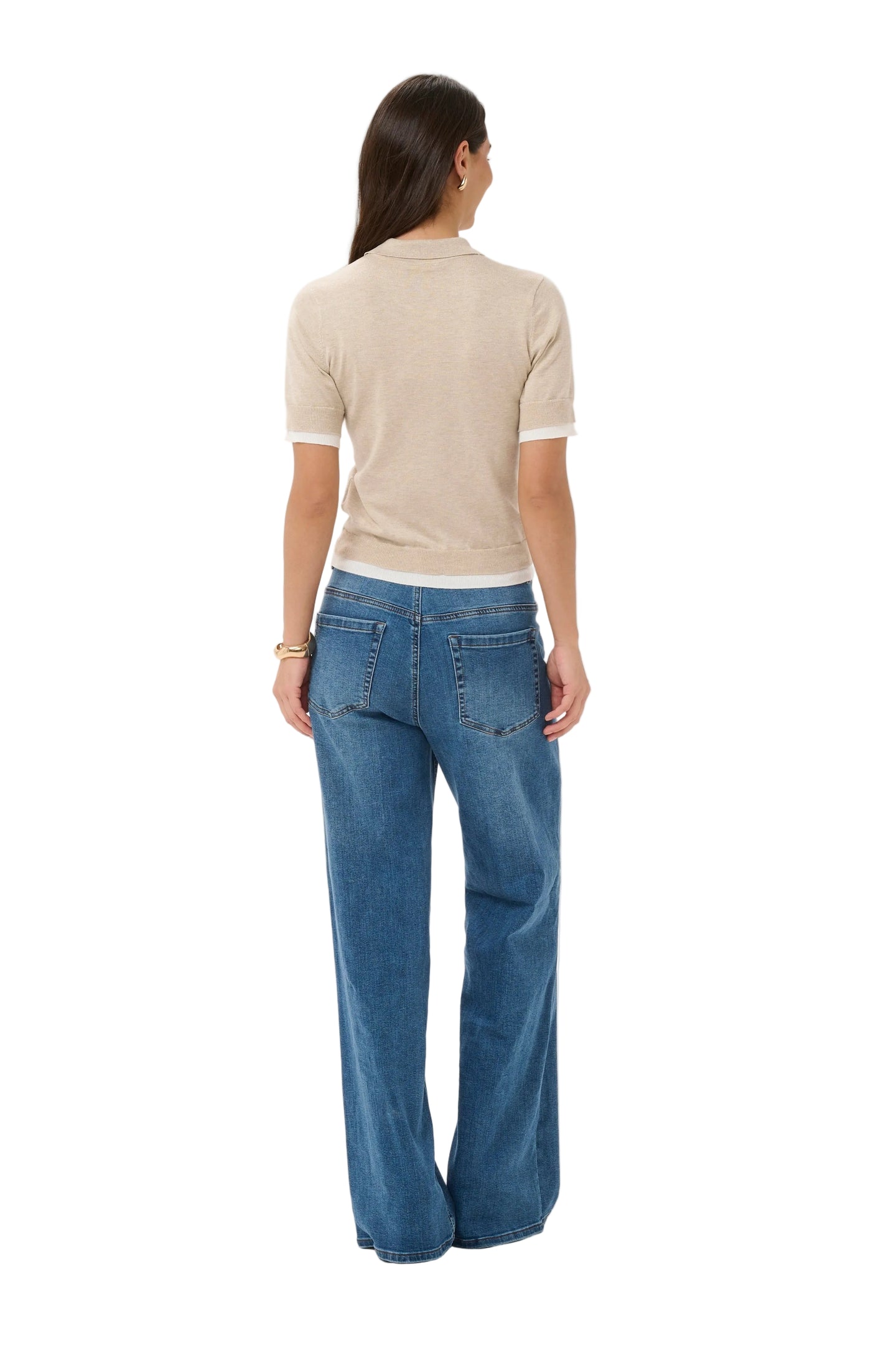 Kaffe Womens KAlizza Contrast Polo Knit Feather Grey Melange