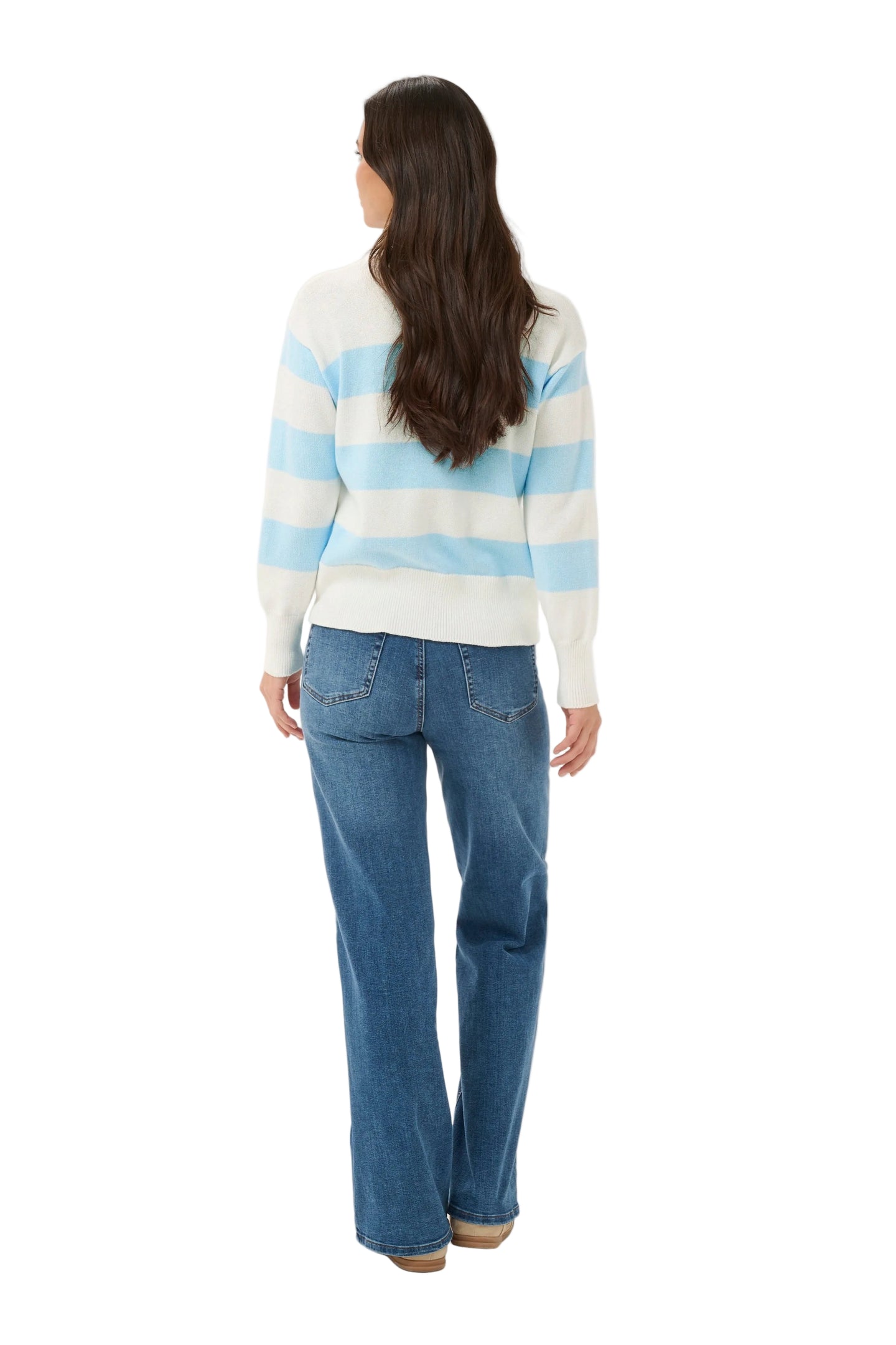 Kaffe Womens KAharriet Knit Pullover Chalk/Nantucket Stripe