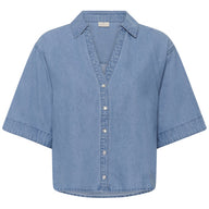 Kaffe Womens Shirt Jade Denim Medium Blue Chambray
