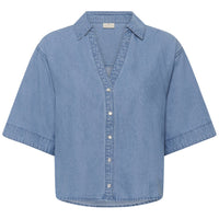 Kaffe Womens Shirt Jade Denim Medium Blue Chambray