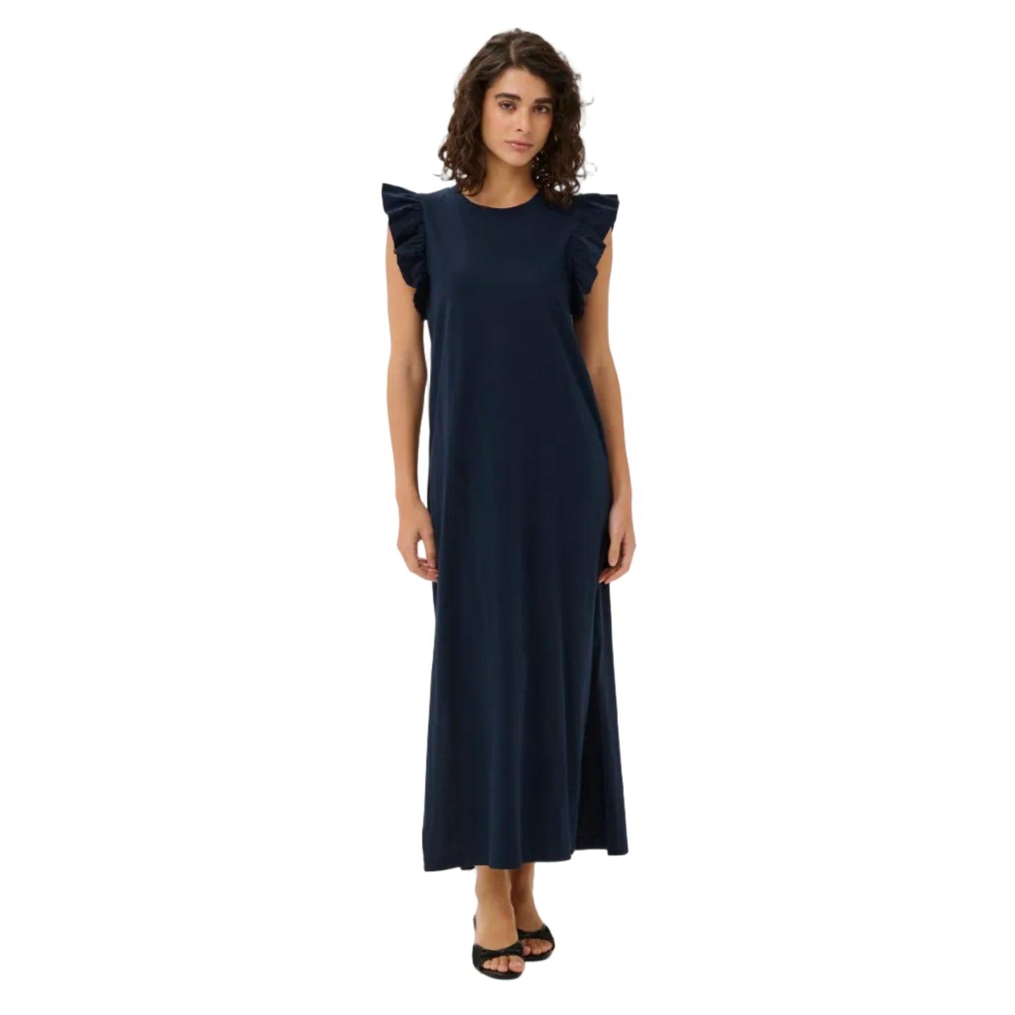Kaffe Womens KAcelina Flounce Dress Midnight Marine