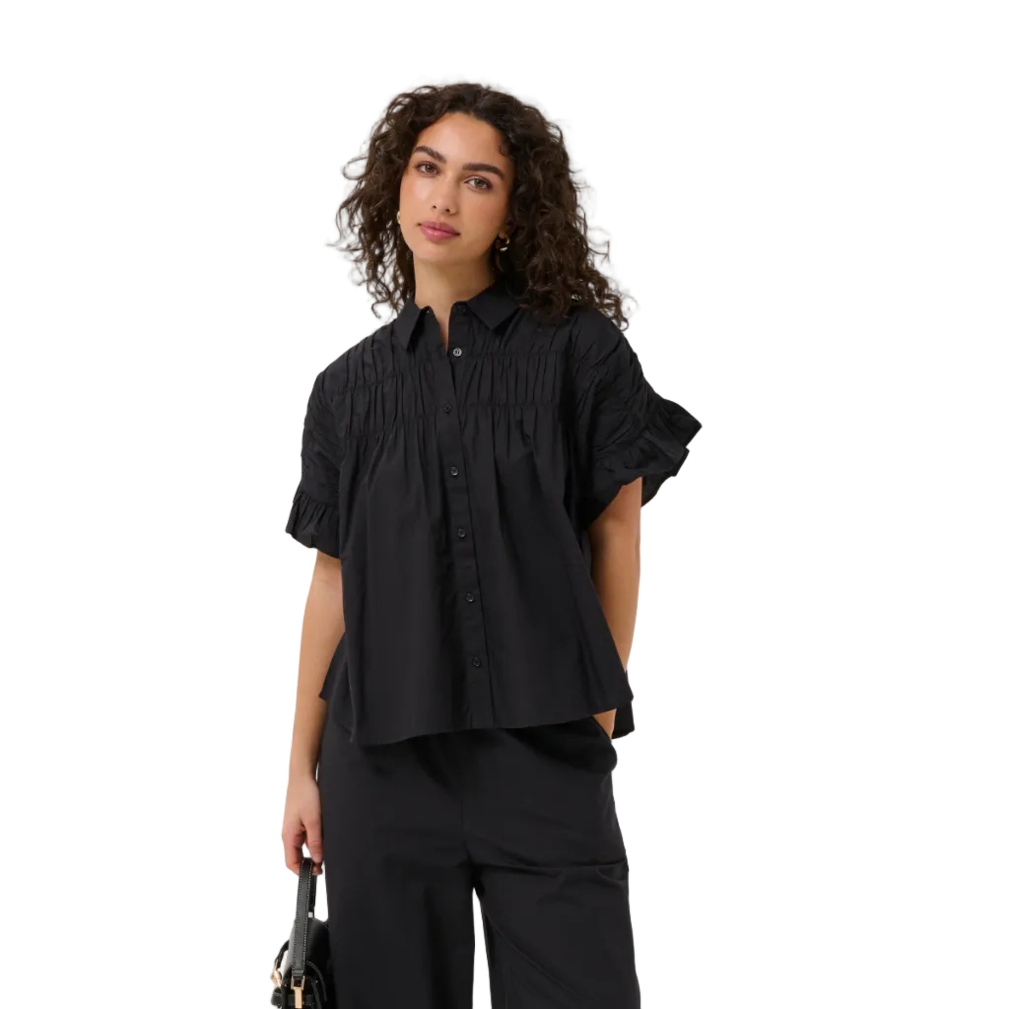 Kaffe Womens Shirt KAverdina Flounce Black Deep