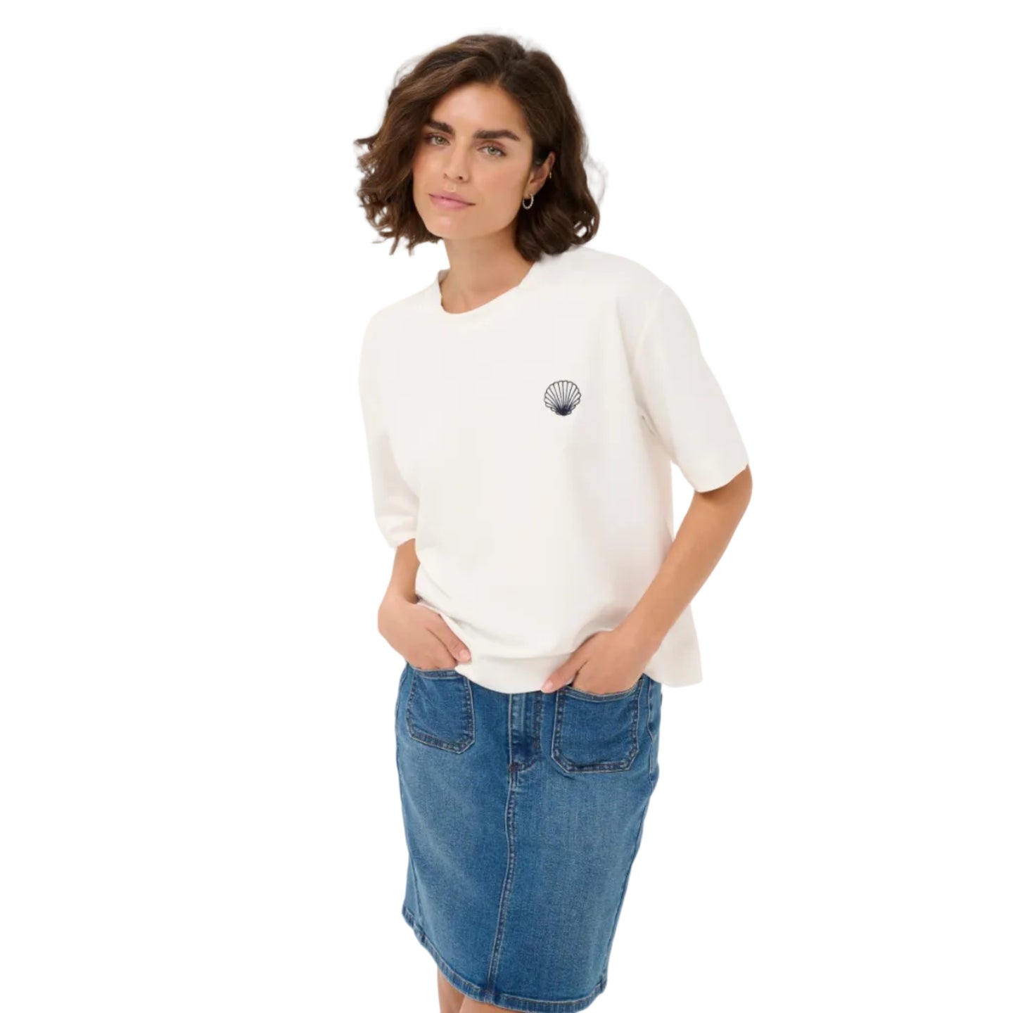 Kaffe Womens KAannie T-Shirt Chalk