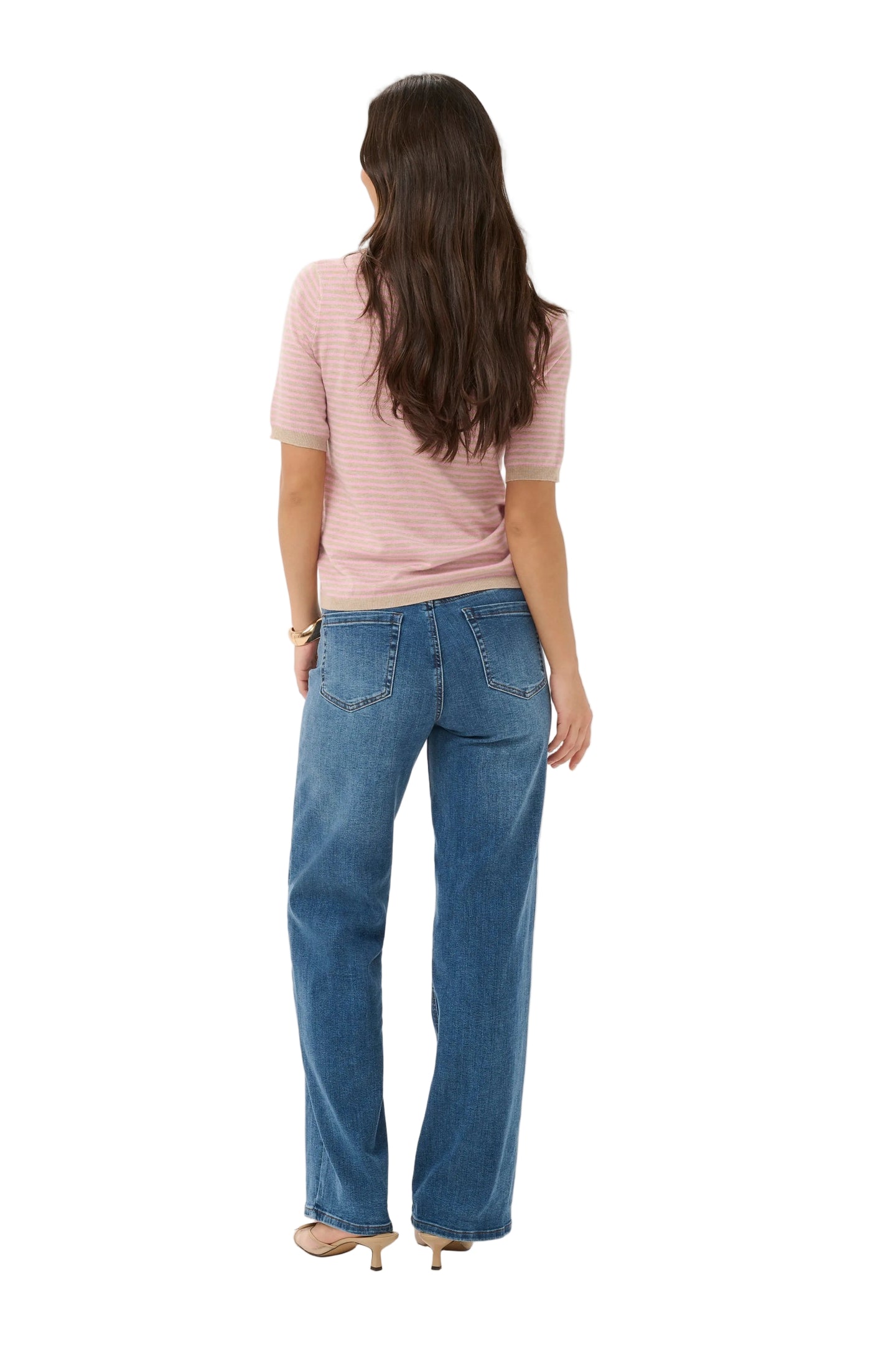 Kaffe Womens KAlizza Narrow Striped Pullover Feather mel/Pink Fine Stripe