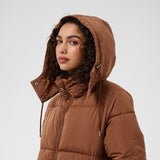 Kaffe Womens Long Padded Coat KAnikalui Friar Brown