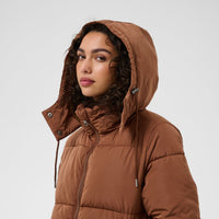 Kaffe Womens Long Padded Coat KAnikalui Friar Brown
