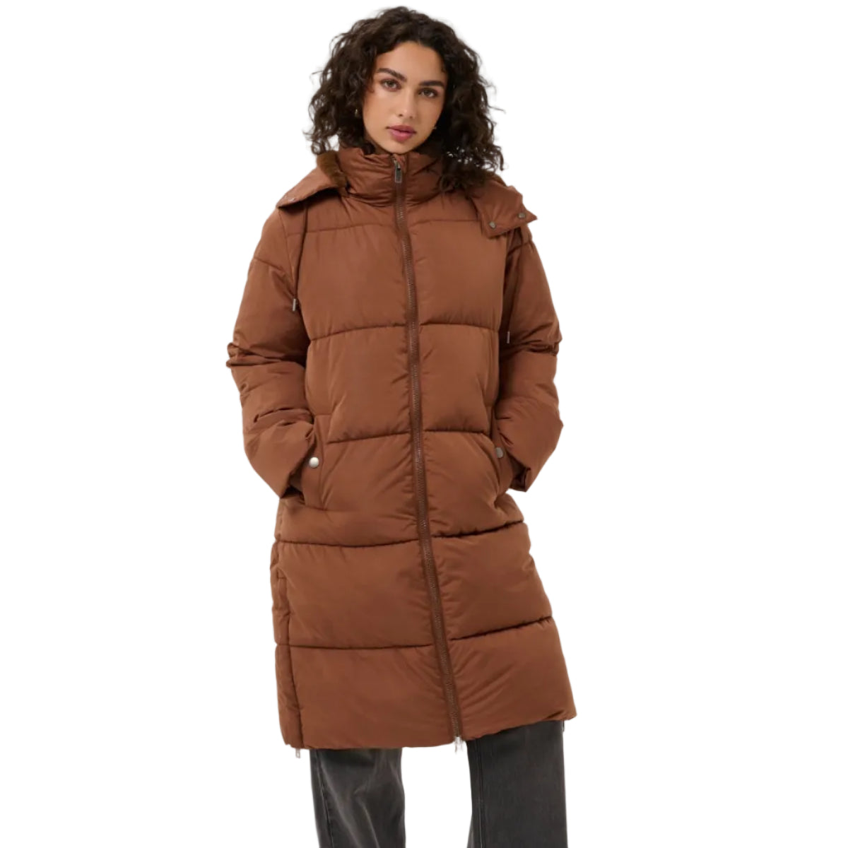 Kaffe Nikalui women's friar brown long padded coat