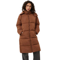 Kaffe Womens Long Padded Coat KAnikalui Friar Brown