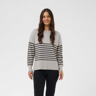 Kaffe Womens Jumper KALimone Grey Melange/Black Stripe