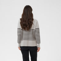 Kaffe Womens Jumper KALimone Grey Melange/Black Stripe