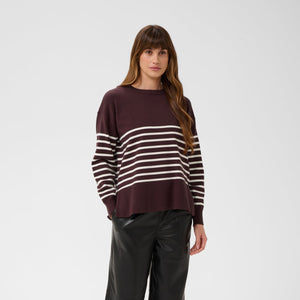 Kaffe Womens Jumper KALimone Fudge/Chalk Stripe