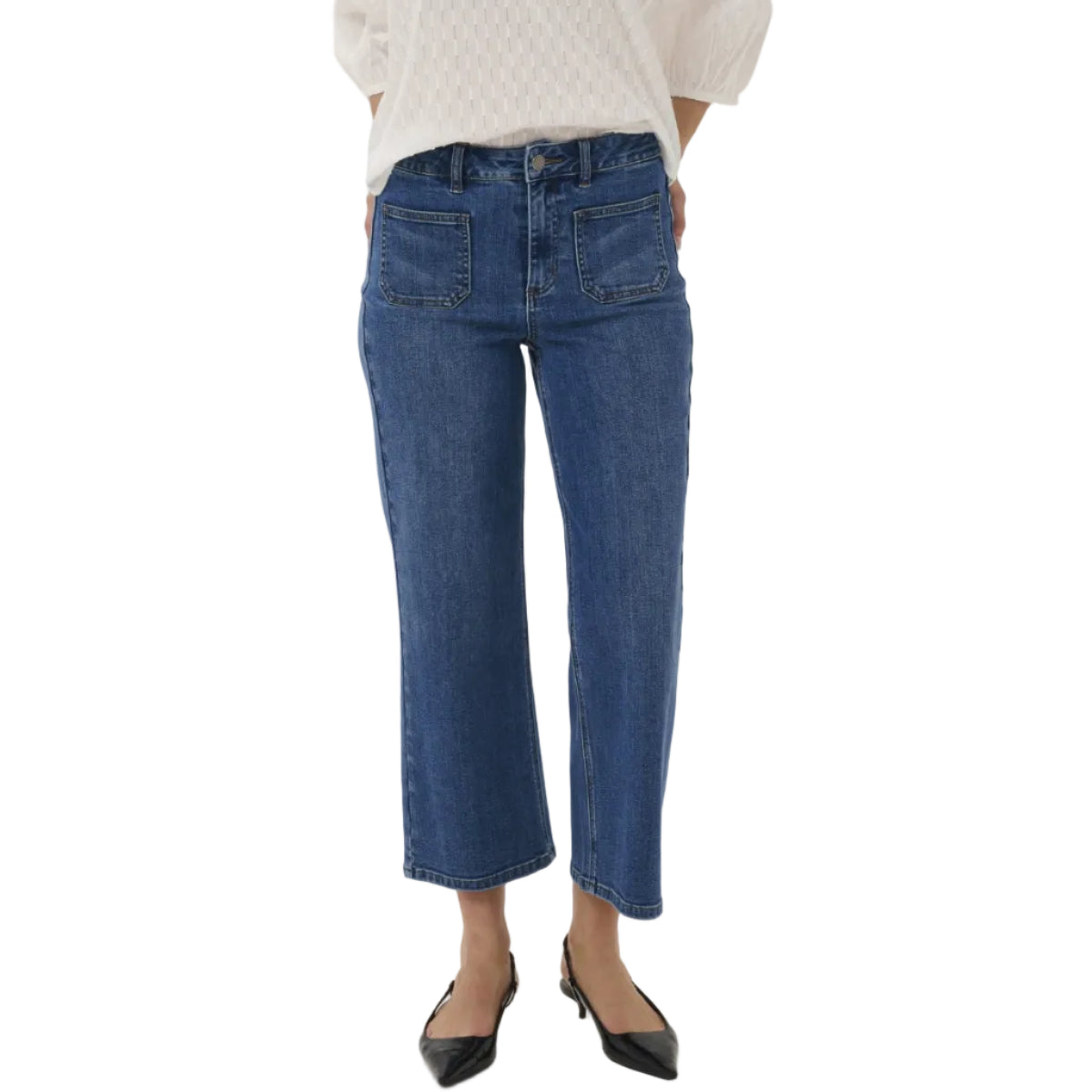 Kaffe Womens Jeans Brook HW Cropped Medium Blue Denim