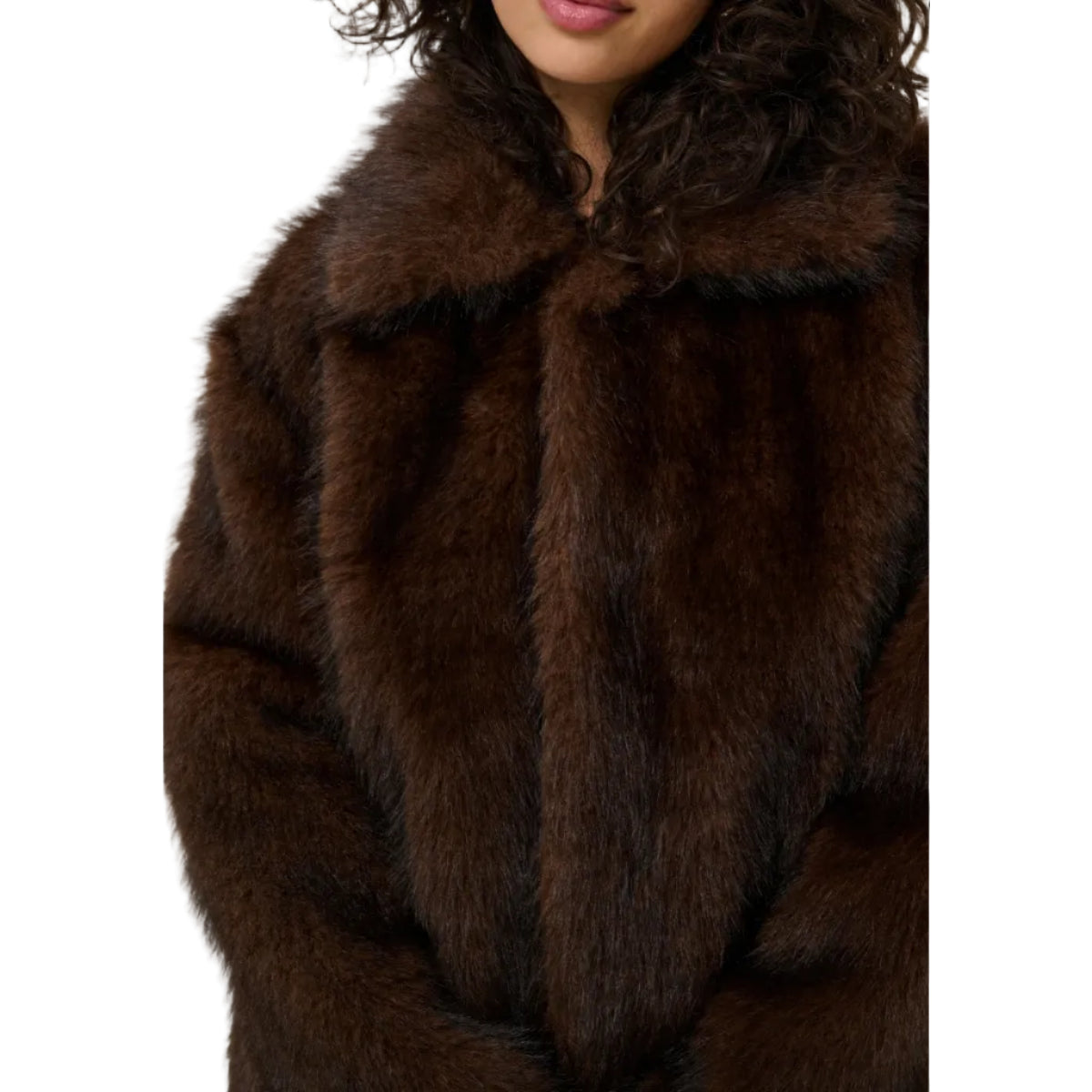 Kaffe Womens Faux Fur Coat KAaurora Dark Brown