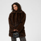Kaffe Womens Faux Fur Coat KAaurora Dark Brown